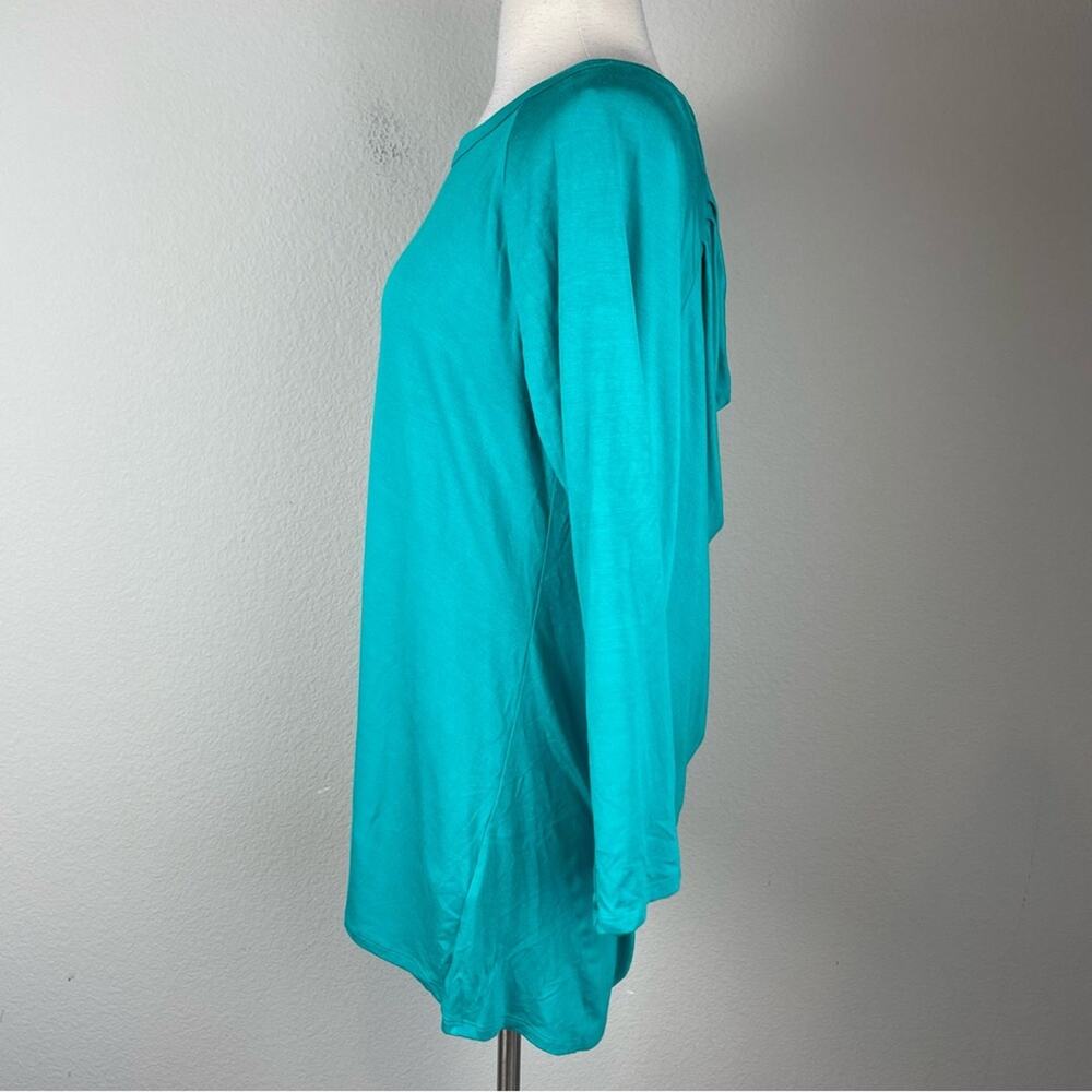 Soft Surroundings Green Stretch Knit Long Sleeve Drape Back Top Large - Picture 3 of 11